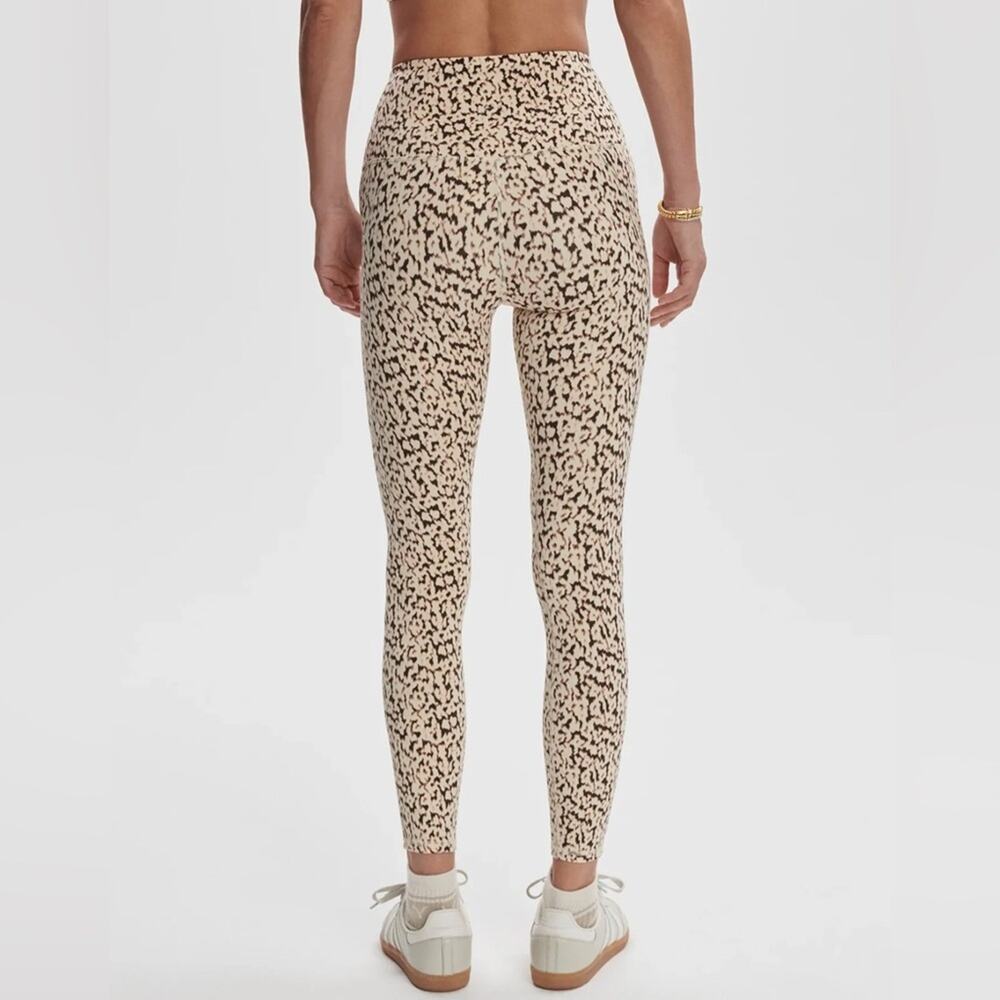 Varley Lets Go High Waisted Ankle Leggings Almond Leopard Print Size Small